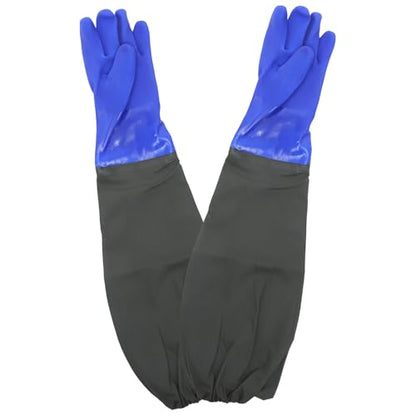 DOITOOL Long Waterproof Fishing Gloves 2pcs Blue Elastic Wrist Multi-Function Professional Planting and Cleaning Gloves for Outdoor Fishing and Gardening