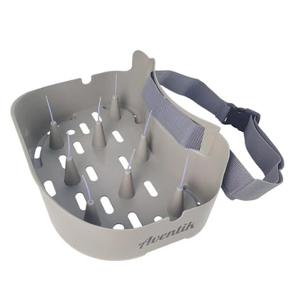 Fly Line Basket Authentic Danish Fisker Design Fishing Stripping Basket Ergonomic Smooth Curved Super Light Tangles with Silicone Spike for Line Tray - color: New Grey