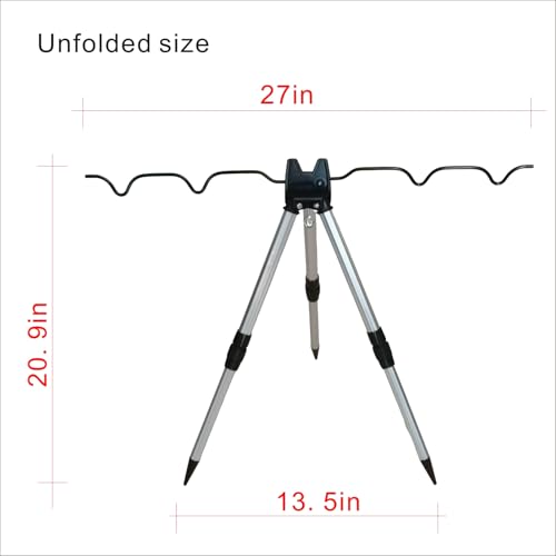 Fishing Rod Holder, Aluminum Alloy Tripod, Ground Bank Mounting, 16-21 Inch Telescopic Legs, Adjustable Height