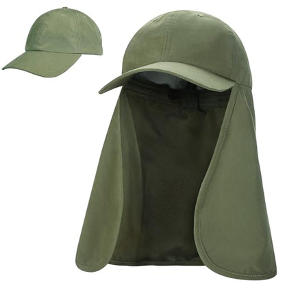 Tirrinia Wide Brim Sun Hat with Neck Flap for Men & Women, Breathable Hiking Fishing Safari Hat, Outdoor UV Protection Cap - color: Green
