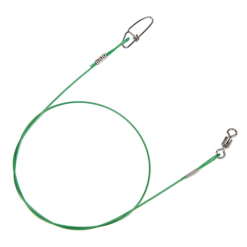 Anti Bite Fishing Line Steel Wire Leader with Rolling, Heavy Duty Fishing Wire Leash for Sea Enthusiasts - color: Green