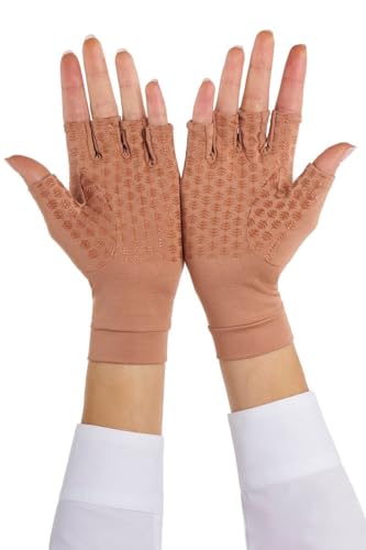 Coolibar Fingerless UV Sun Gloves - UPF 50+ Sun Protection - Ouray - color: Antique Tea, size: Medium
