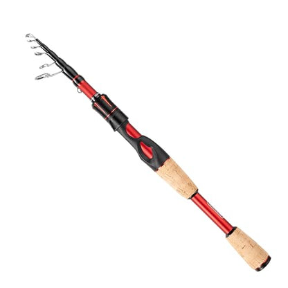EOW XPEDITE LITE Portable Telescopic Fishing Rods & Combo, Spinning & Casting Fishing Poles, 24T Carbon Rod Blanks, Solid Carbon Tip, Split Cork Grips, Travel Rod, Combos with 5+1BB Spinning Reel - size: 6'-M-Fast, style: Rod- Spinning