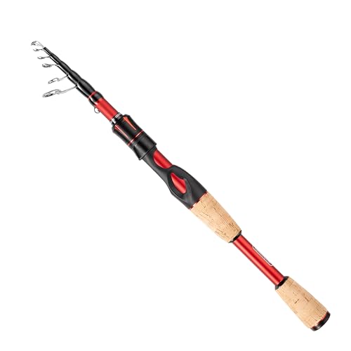 EOW XPEDITE LITE Portable Telescopic Fishing Rods & Combo, Spinning & Casting Fishing Poles, 24T Carbon Rod Blanks, Solid Carbon Tip, Split Cork Grips, Travel Rod, Combos with 5+1BB Spinning Reel - size: 6'6"-M-Fast, style: Rod- Spinning