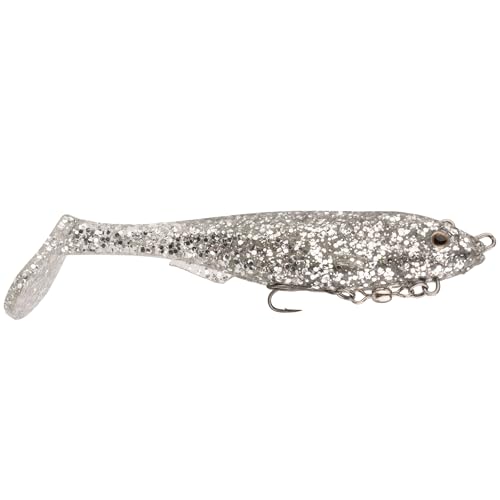 Strike King Final Copy Fishing Lure, Pre-Rigged Soft Plastic Swimbait, Free-Swinging Size 4 Treble Hook, Belly Magnetic Hook Keeper, 7/8-Ounce - color: Carolina Chrome