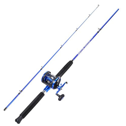 Sougayilang Fishing Rod Combo, 2-Piece Trolling Fishing Reel Combo with 3.8:1 Gear Ratio & 3+1 Bearings, Aluminum Reel Seat for Saltwater/Big Game Fish - color: LDT40-Right Handed