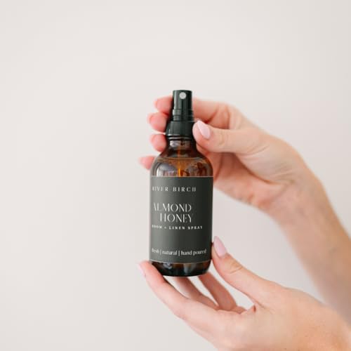River Birch Almond Honey Scented Linen and Room Spray | Home Fragrance | 4 oz Glass Amber Bottle | Luxury Signature Scent | Handmade in Texas - color: Almond Honey