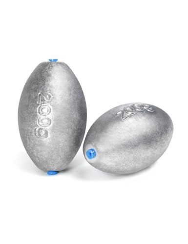 BLUEWING Egg Sinkers Fishing Weights Oval Shaped Fishing Sinkers Lead Fishing Sinker for Saltwater Fishing，1/8 oz to 7 oz - size: #11 7oz, 2pcs