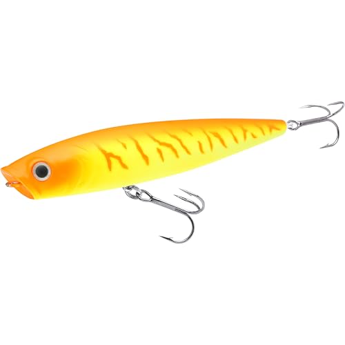 LUCKY CRAFT Gunfish 115NF Top Water Bass Fishing Lures, 4.5” Floating Lure with Cupped Mouth, Freshwater Trout and Bass Lures Fishing Gear, Accessories for Tackle Box - color: 385 JP Orange Tiger