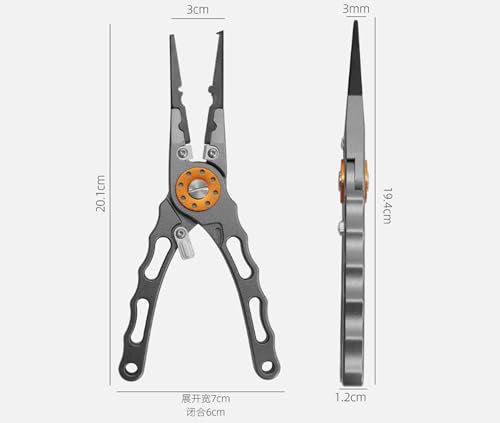1pcs Wezxrauo Professional Fishing Pliers Set - Aluminum Alloy Hook Remover & Braid Line Cutter with Sheath, Lanyard & Stainless Steel Blades, Multi-Tool for Saltwater/Freshwater Anglers
