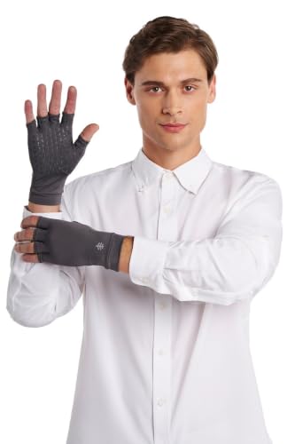 Coolibar Fingerless UV Sun Gloves - UPF 50+ Sun Protection - Ouray - color: Charcoal, size: X-Large