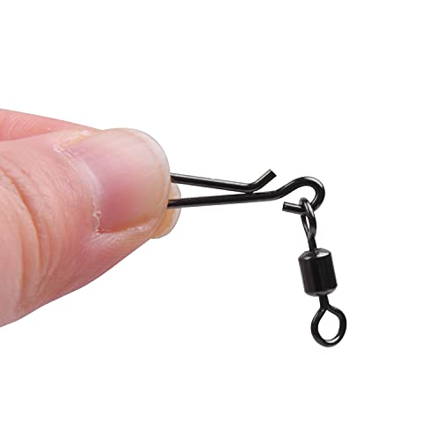 AGOOL Fishing Swivels Snaps Fishing Quick Clips, 60/200pcs Rolling Barrel Swivels with Quick Clips Snaps Swivels High Strength Speed Clips Connector Freshwater Saltwater Fishing Tackle - color: 6#-60pcs