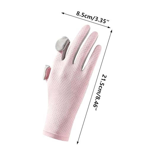 MiOYOOW Sun Protection Glove, 2PCS Fingerless Fishing Gloves Breathable Mesh Gloves with Non-Slip Silicone Palm for Men Women Driving Cycling - color: Pink, style: Women'S