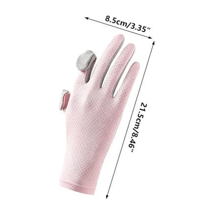 MiOYOOW Sun Protection Glove, 2PCS Fingerless Fishing Gloves Breathable Mesh Gloves with Non-Slip Silicone Palm for Men Women Driving Cycling - color: Pink, style: Women'S