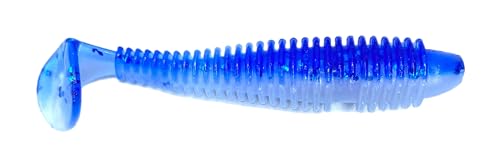 Phat Pak Baits - Phat Swimmer Keitech Style Paddletail Swimbait 2.8" 30ct Ribbed Scented Soft Plastic Bass Fishing Lure - color: Electric Blue Pearl