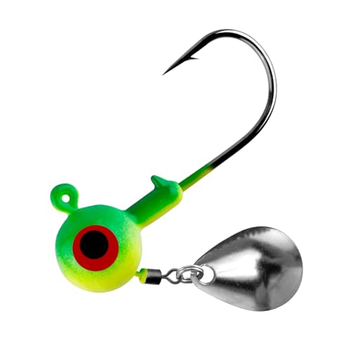Dr.Fish 10 Pack Underspin Jig Heads Freshwater Swimbait Fishing Jig Spinner Bass Walleye Fishing Hook Colorado Blade Round Bottom Stand up - color: Firetiger, size: 1/16oz