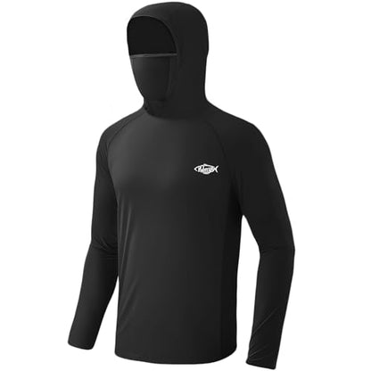 Palmyth Fishing Hoodie for Men Long Sleeve Sun Protection UV UPF 50+ Shirts - color: Black/Cowboy Rides Bass, size: Medium