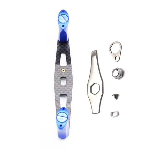 Mr. Z 95mm Carbon Fiber Baitcasting Reel Handle Compatible for Abu Garcia Shimano Daiwa Light Weight Low Profile Casting Reel - color: Metal Blue, size: Right-handed