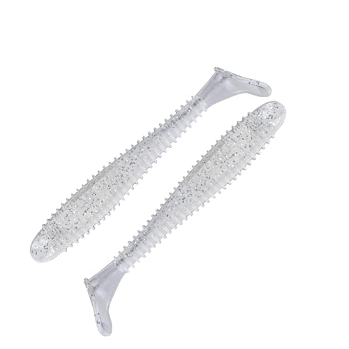 Moose Baits 3.8” Paddle Swimmer Soft Plastic Baits – Bass Fishing Lures - Soft Lure Bass, Durable Plastic Bait Swimmer for Freshwater Bass (6 Pack) - color: Pearl Sparkle