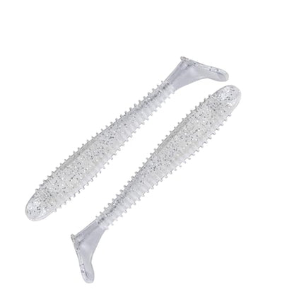 Moose Baits 3.8” Paddle Swimmer Soft Plastic Baits – Bass Fishing Lures - Soft Lure Bass, Durable Plastic Bait Swimmer for Freshwater Bass (6 Pack) - color: Pearl Sparkle