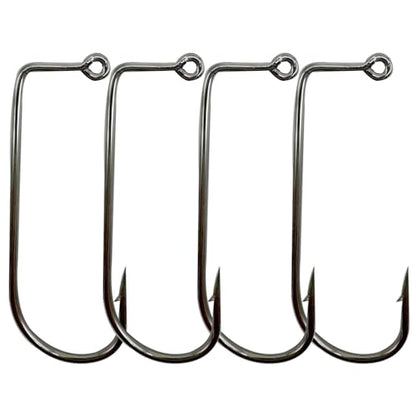 50pcs/100pcs Aberdeen 90 Degree Fishing Jig Hooks Long Shank Forged Barbarian Hooks High Carbon Steel Fishing Hooks for Freshwater & Saltwater Size: 6#-6/0# - size: 1/0#-100pcs