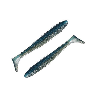 Moose Baits 3.8” Paddle Swimmer Soft Plastic Baits – Bass Fishing Lures - Soft Lure Bass, Durable Plastic Bait Swimmer for Freshwater Bass (6 Pack) - color: Sky Blue Glitter