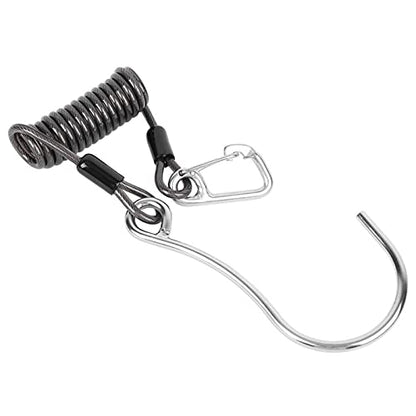 Scuba Diving Reef Hook, Coil Lanyard Gear Hanger Stainless Steel Spring Clips Anti Lost Safety Coiled Rope with Quick Release Buckle Tools Accessory for Underwater Cameras Dive Lights Fishing