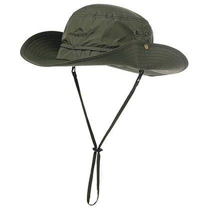 Oversize XL XXL Large Wide Brim Waterproof UPF 50+ Bucket Sun Summer Travel Fishing Hiking Fisherman Hat Detachable Chin - color: 000702_army Green, size: Small-Medium