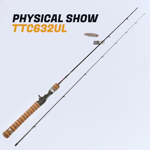 Teton 5'2"-6'6" BFS Fishing Rod Casting & Spinning, Ultra Light Rods, 40T Carbon Fiber Blank, Fuji Guides & Reel Seat, MF Fast Action, 2 Piece Travel Trout Lure Pole - size: Cast 6'3"-UL-M Fast-TTC632UL