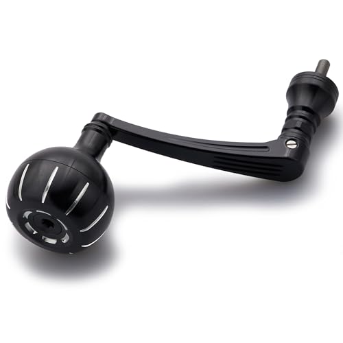 HEIGHTEN Fishing Reel Handle for Penn Spinfisher VI/Slammer III IV/Battle II III/Pursuit III IV/Fierce II III - color: Black & Silver - 75mm Handle 42mm Knob, size: For Size 5500-6500 - CNC Machined