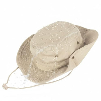 Sun Hats for Men Women Bucket Hat UPF 50+ Boonie Hat Foldable UV Protection Hiking Beach Fishing Summer Safari - color: 2pack-beige+beige