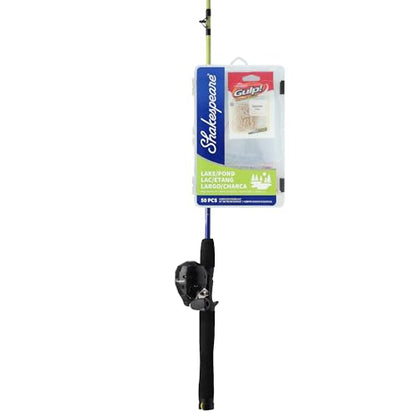 Shakespeare Catch More Fish Spincast Reel and Fishing Rod Combo with Kit - color: Lake/Pond - Yellow, style: 2024 Model