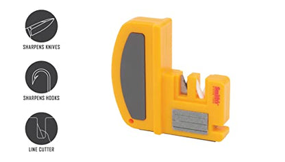 Smith's 50729 Deluxe Fillet Knife & Hook Sharpener - Portable Outdoor Tool - Multiple Sharpening Grooves - Line Cutter - Pocket Knives & Straight Blades - Lightweight & Durable - Fishing Hook