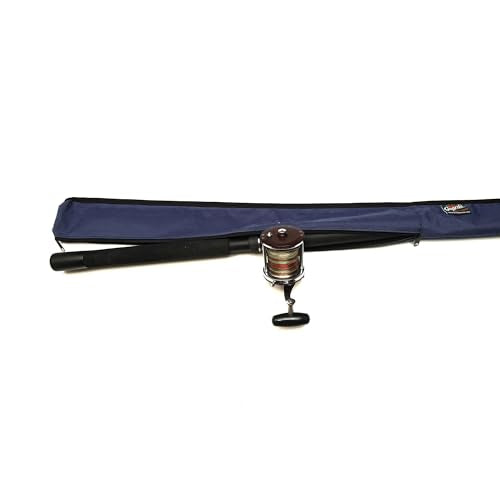 Full-Enclosure Fishing Rod Sleeve Bag Cover Sock Protector. Fits Conventional & Spinning Rods. Made in USA - color: Navy Blue, size: 10' feet (120 inches long), style: 8 inches in circumference