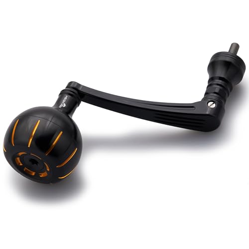 HEIGHTEN Fishing Reel Handle for Penn Spinfisher VI/Slammer III IV/Battle II III/Pursuit III IV/Fierce II III - color: Black & Gold - 75mm Handle 42mm Knob, size: For Size 5500-6500 - CNC Machined