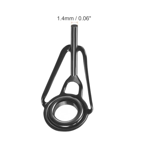PATIKIL Tube Dia Fishing Rod Tips Repair Kit, Stainless Steel Black Guide Ring for Fishing - size: 1.4mm