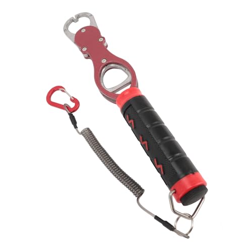 Fish Lip Gripper, Fish Lip Gripper with Scale Aluminum Alloy Grabber Multifunctional Fishing Tool for Men (Red - color: Red