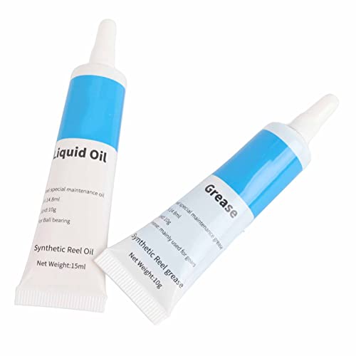 Ejoyous Fishing Reel Oil, 2Pcs Reel Oil Lubricant Grease Maintenance Tool Kit for Bearings Spinning Baitcasting Spincast - color: White