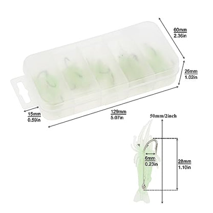 15pcs Soft Luminous Shrimp Lures, Realistic Fishing Lure Baits for Bass, Walleye, Trout & More