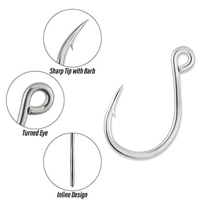 Dr.Fish 30 Pack Single Replacement Hooks for Hard Lures Inline Fishing Hooks High Carbon Steel Spinner Jerkbait Crankbait Popper Walking Bait Plugs - size: #3/0-30 Pack