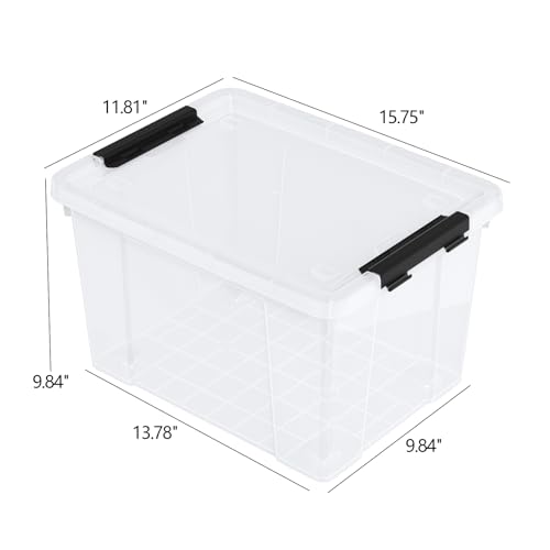 4-Pack 22 Quart Plastic Storage Bins with Lids, Plastic Latching Storage Box with Wheels, Clear - size: 22 Quart