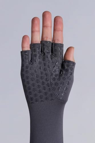 Coolibar Long Fingerless UV Sun Gloves - UPF 50+ Sun Protection - Perpetua - color: Charcoal, size: X-Large