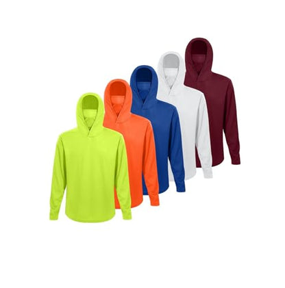 Men Hoodie Long Sleeve Shirts with Face Mask 5 Pack Fishing Workout Sun Protection Quick Dry Tops - color: 5-pack-a, size: X-Large
