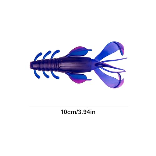 Fishing Soft Lures Shrimp Baits, Fishing Tackle Durable Flexible Bait Saltwater Freshwater Fishing Lure, 5 Pack - color: blue and purple