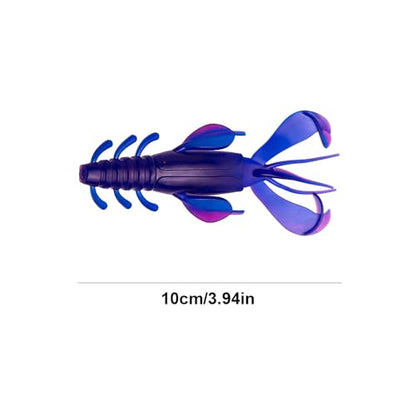 Fishing Soft Lures Shrimp Baits, Fishing Tackle Durable Flexible Bait Saltwater Freshwater Fishing Lure, 5 Pack - color: blue and purple