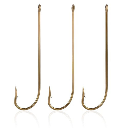Dr.Fish 100 Pack Aberdeen Fishing Hooks Freshwater Hooks Extra Long Shank Bronze Light Wire Offset Live Bait Hooks Bass Crappie Walleye Panfish Bluegill Bream - size: #4-100 Pack