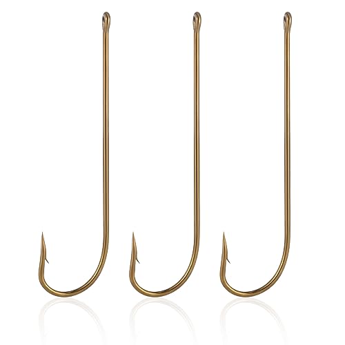 Dr.Fish 100 Pack Aberdeen Fishing Hooks Freshwater Hooks Extra Long Shank Bronze Light Wire Offset Live Bait Hooks Bass Crappie Walleye Panfish Bluegill Bream - size: #6-100 Pack