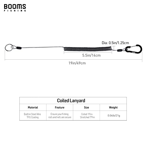 Booms Fishing T01 Coiled Lanyards for Fishing Rods and Fly Fishing Nets
