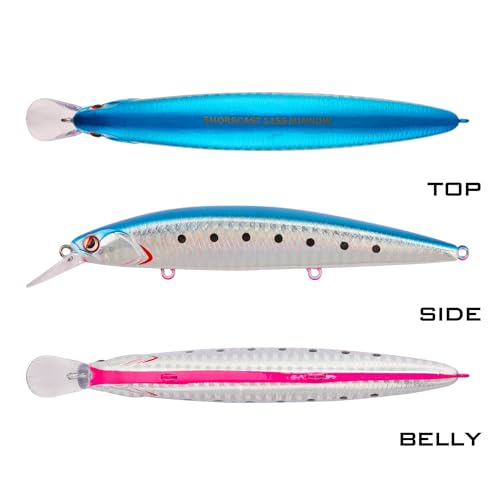 LITTMA Shore Cast 115 Saltwater Sinking Minnow Jerkbait Fishing Plug - color: Bluepink Sardine(Super Glow)