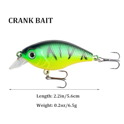 WOLFSKIN Fishing Lures Kit, Fishing Baits Set, Included Crankbaits, Curly Tail Jigs, Spoons, Hooks, Weights, Fishing Accessories with Tackle Box, for Carp, Bass, Freshwater Saltwate - color: 5p hard lures
